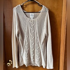Womens XL Beige Boat Neck Knit Sweater Great Condition